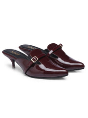 GNIST Structured Mule Cherry Kitten Heel